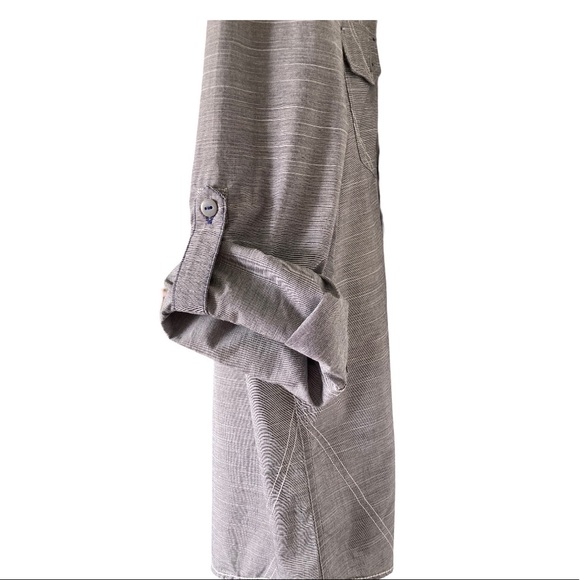 Drill Clothing Company NYC Shirt Button Front Long Sleeve Roll Tab Sleeves Gray - Picture 4 of 9